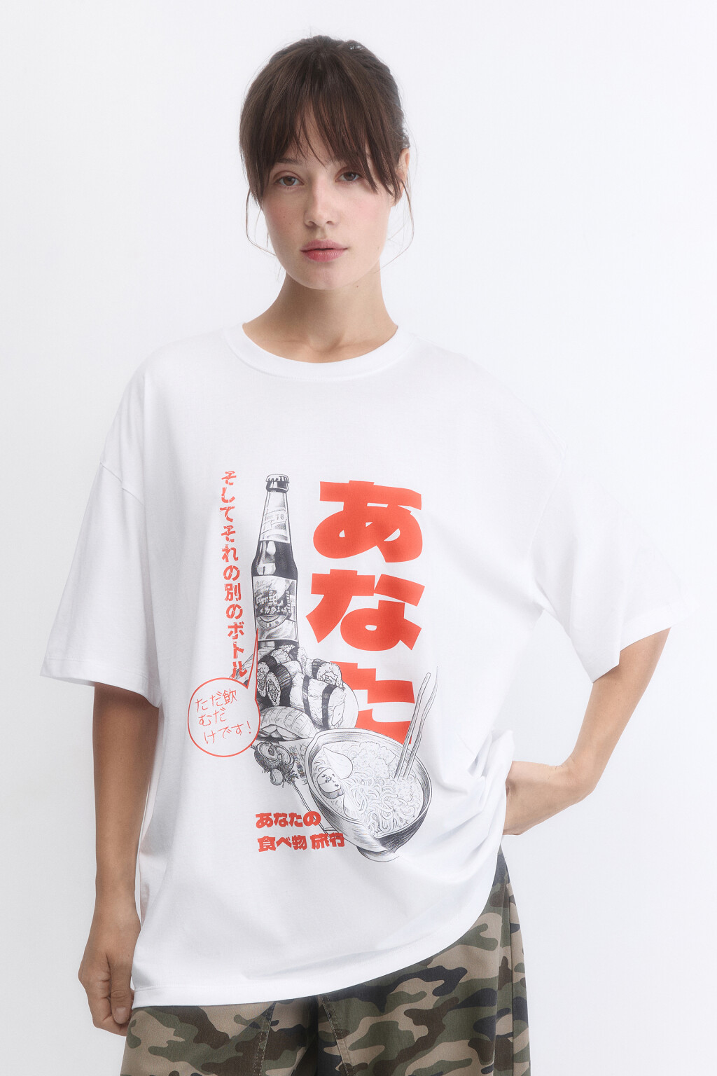 Футболка oversize с принтом в стиле аниме - цвет белый - 3