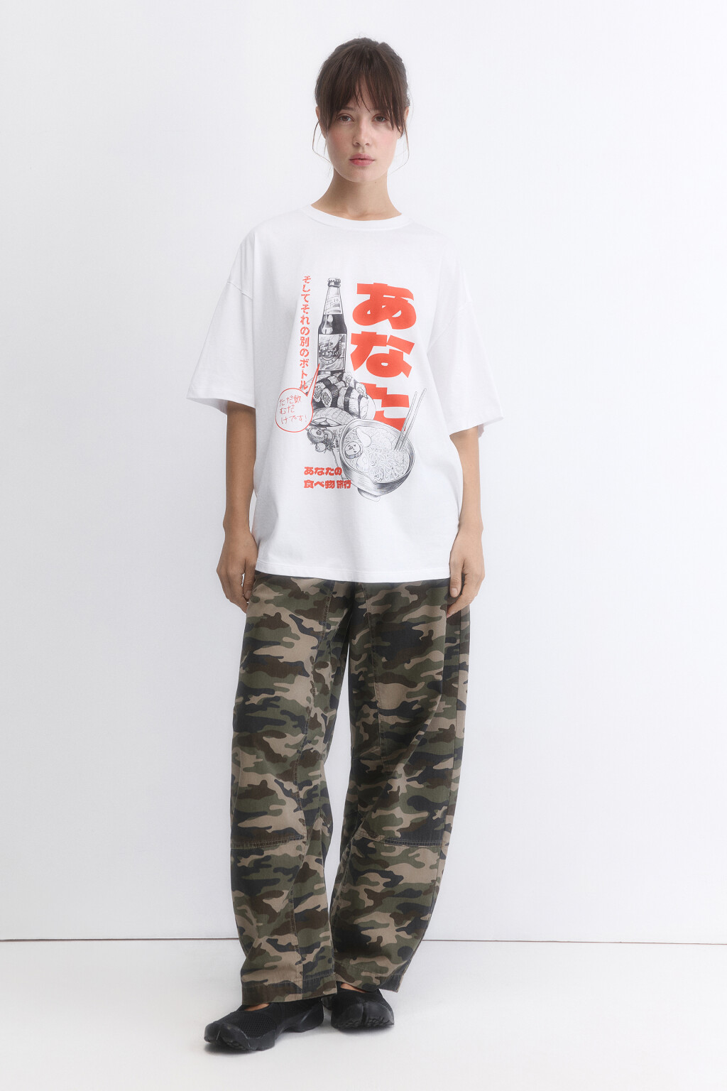 Футболка oversize с принтом в стиле аниме - цвет белый - 6