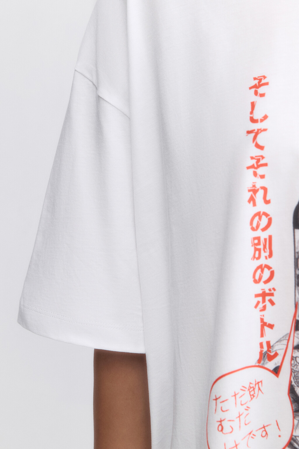 Футболка oversize с принтом в стиле аниме - цвет белый - 8