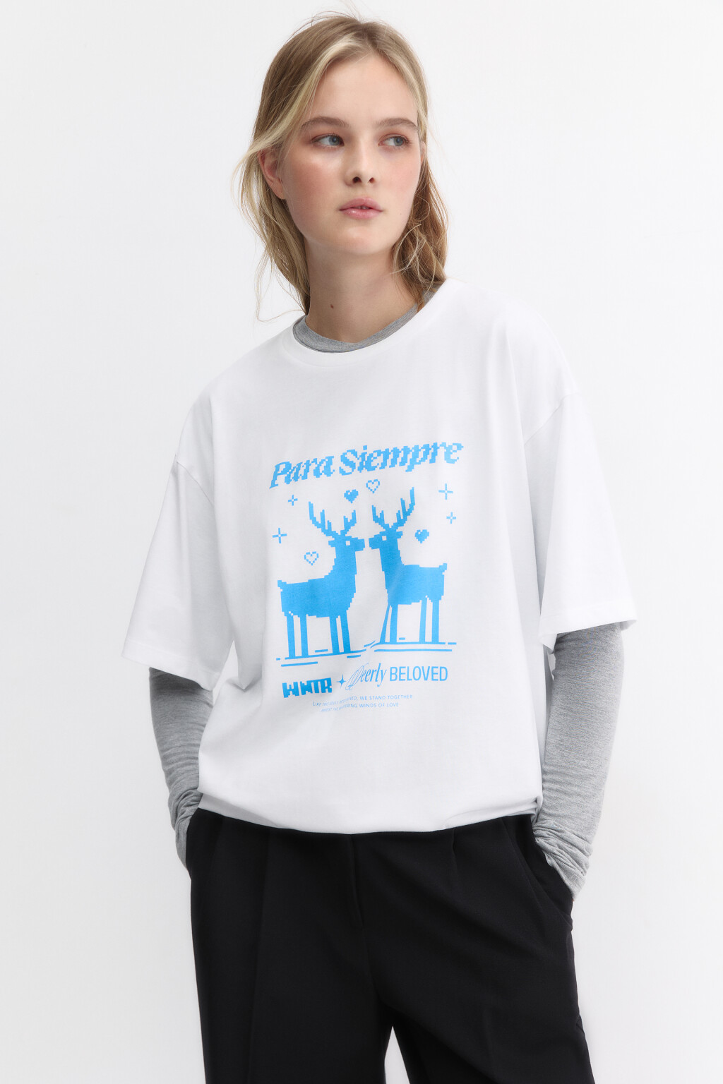 Футболка хлопковая с принтом и надписями - цвет белый - 1