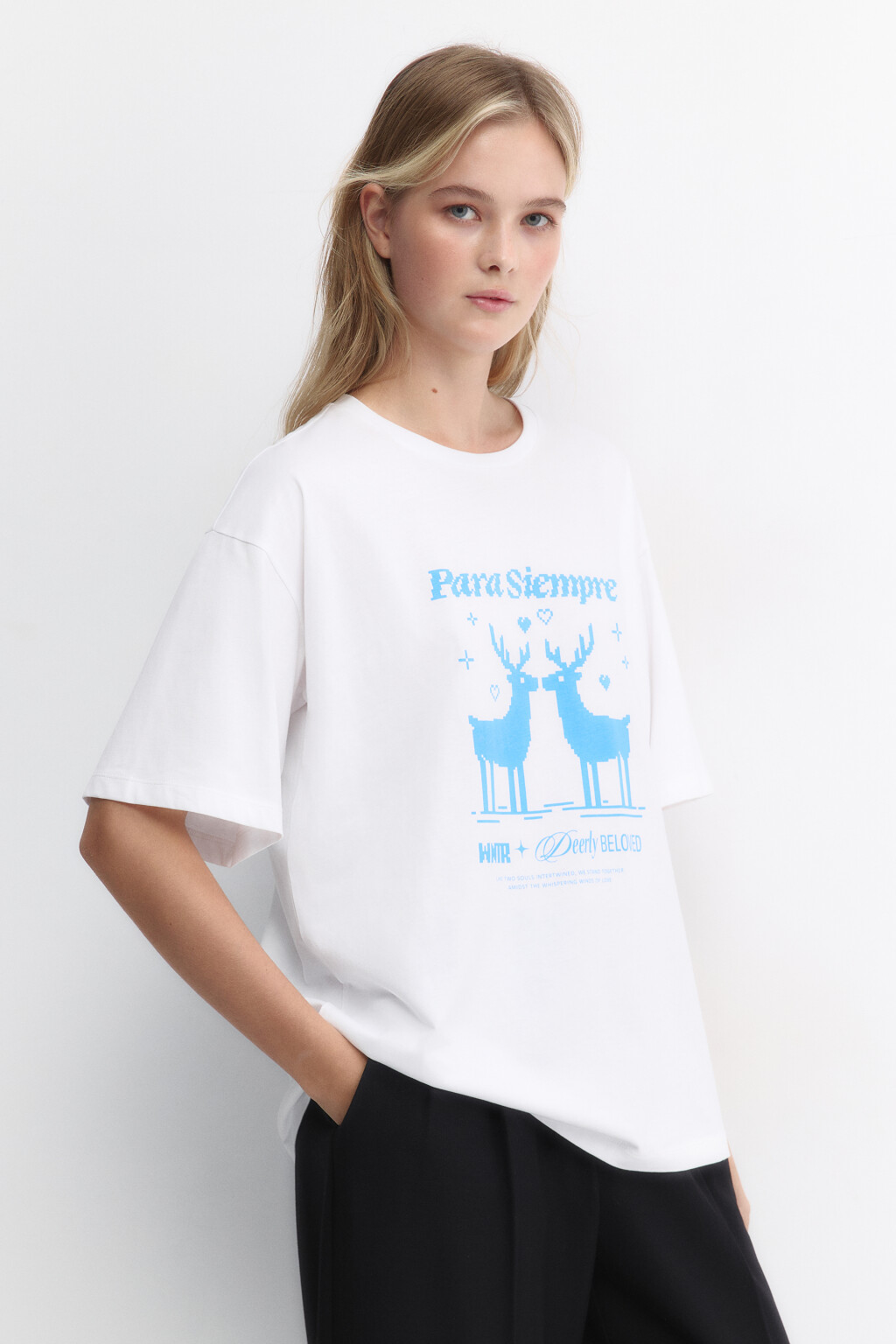 Футболка хлопковая с принтом и надписями - цвет белый - 3