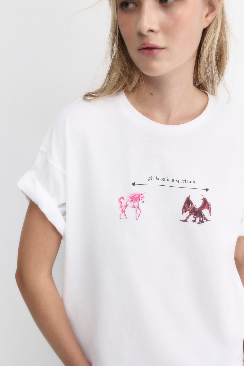 Футболка хлопковая с принтом и надписями - цвет белый - 1