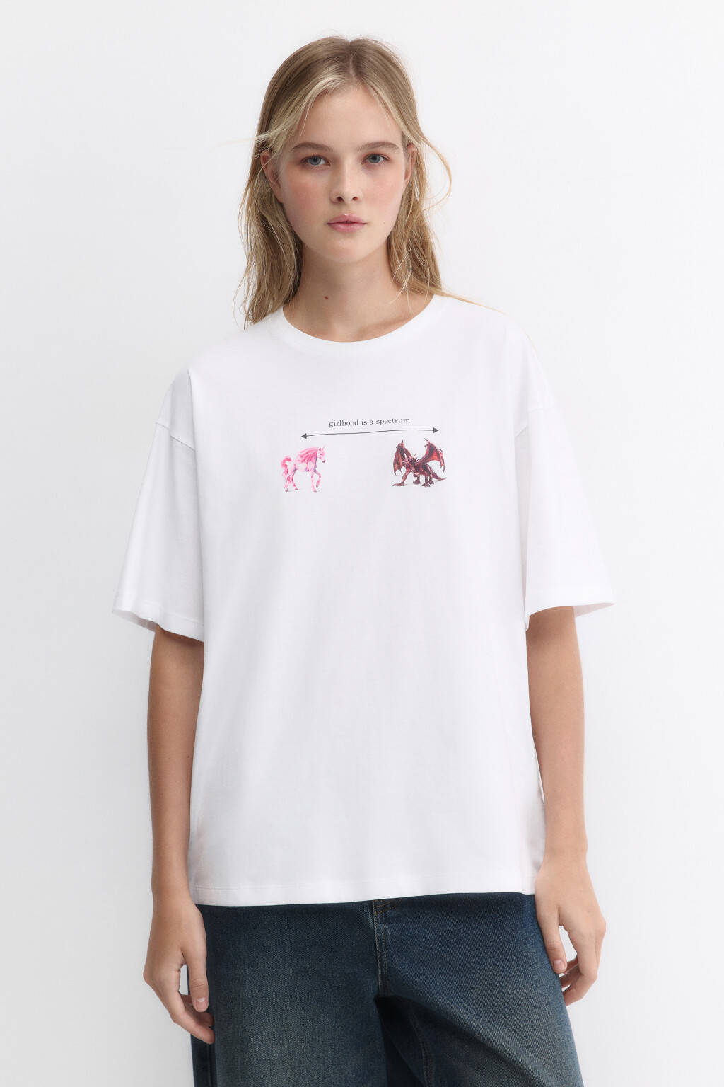 Футболка хлопковая с принтом и надписями - цвет белый - 2