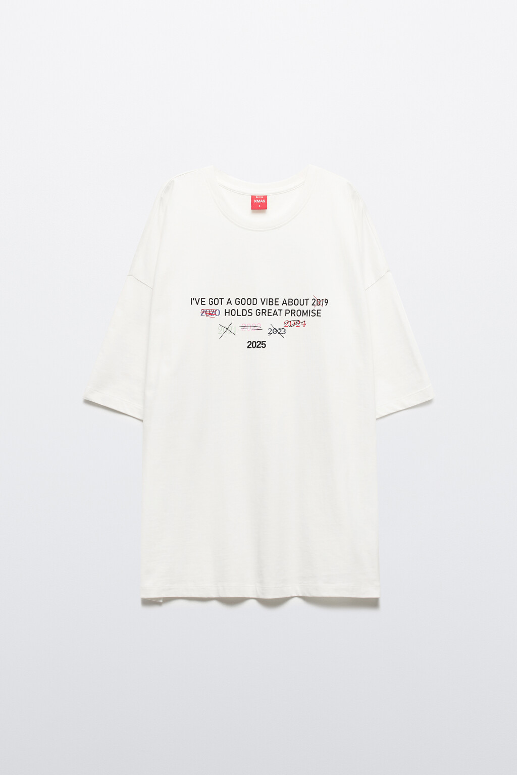 Футболка oversize с новогодним принтом - цвет белый - 9