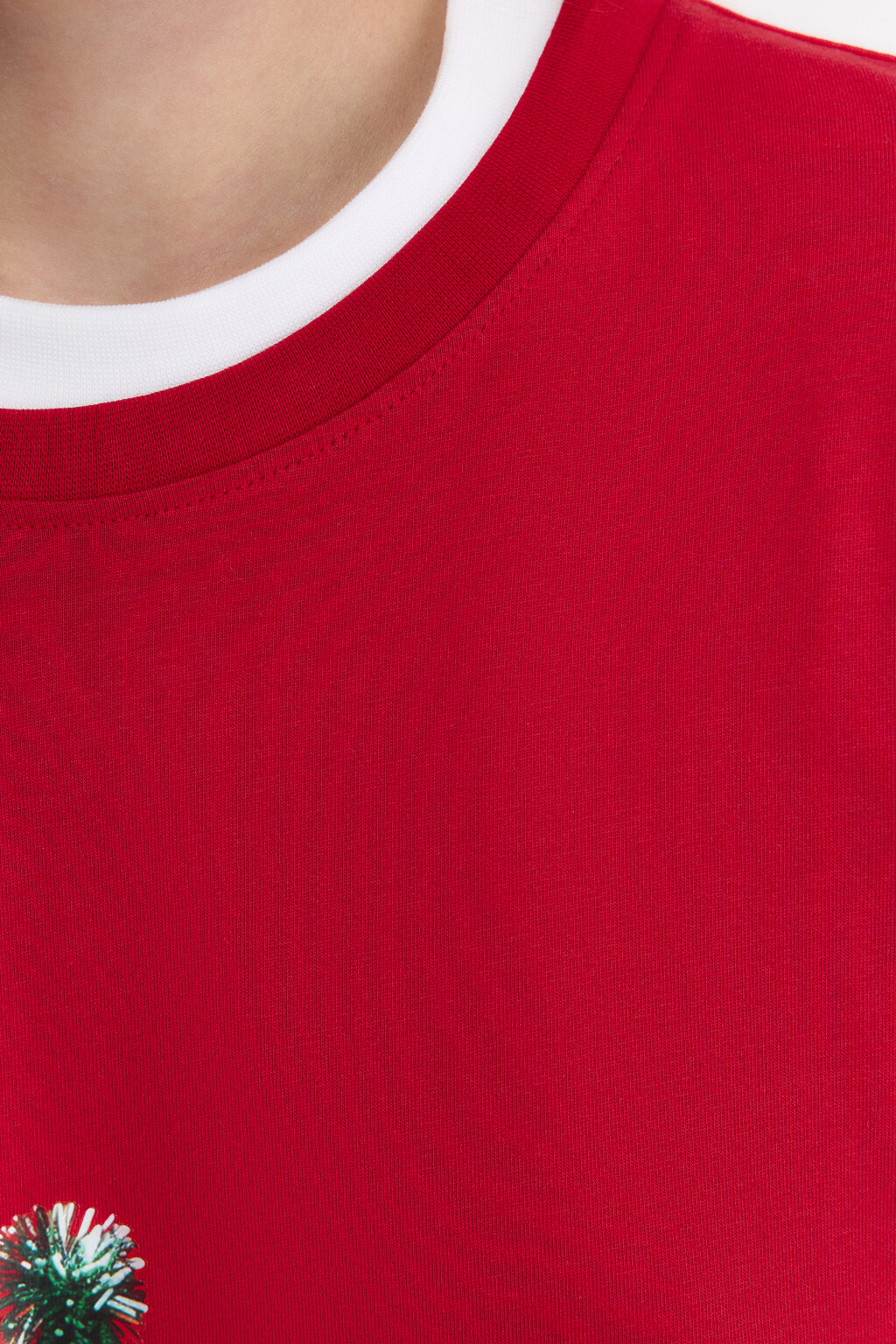 Футболка oversize с новогодним принтом - цвет красный - 7