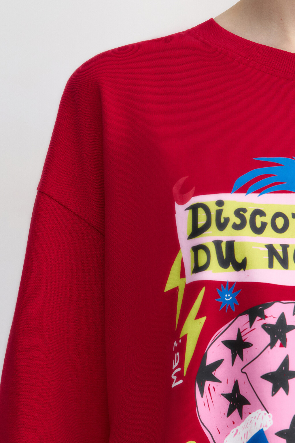 Футболка oversize с новогодним принтом - цвет красный - 7