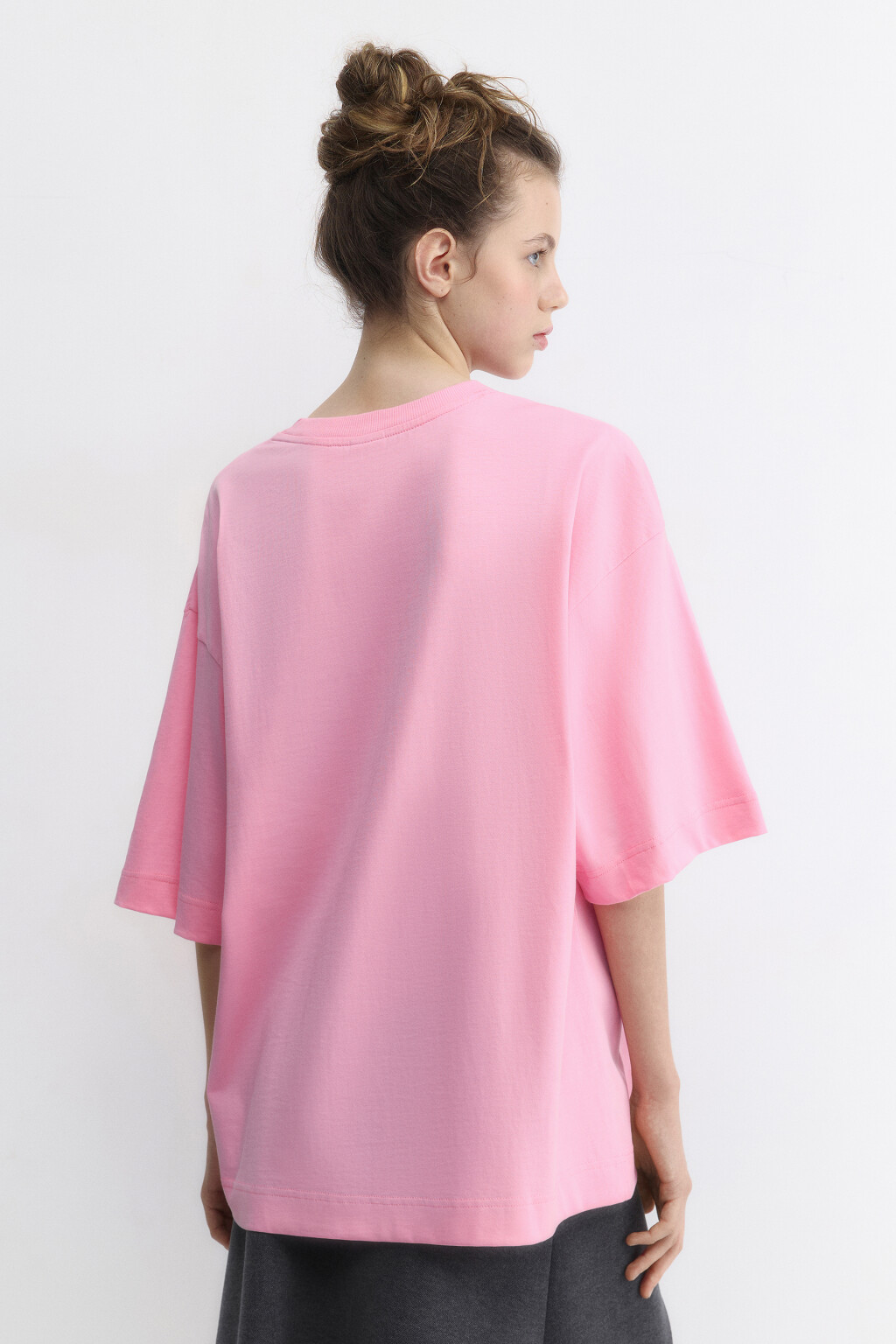 Футболка oversize с новогодним принтом - цвет розовый - 4