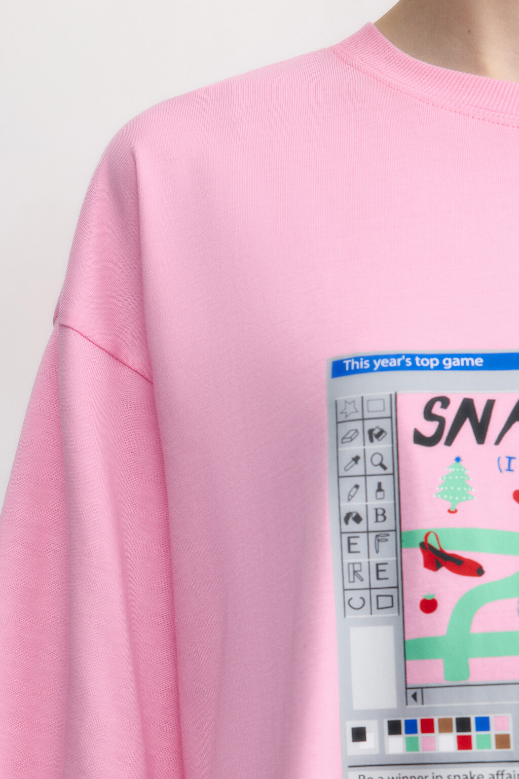 Футболка oversize с новогодним принтом - цвет розовый - 7