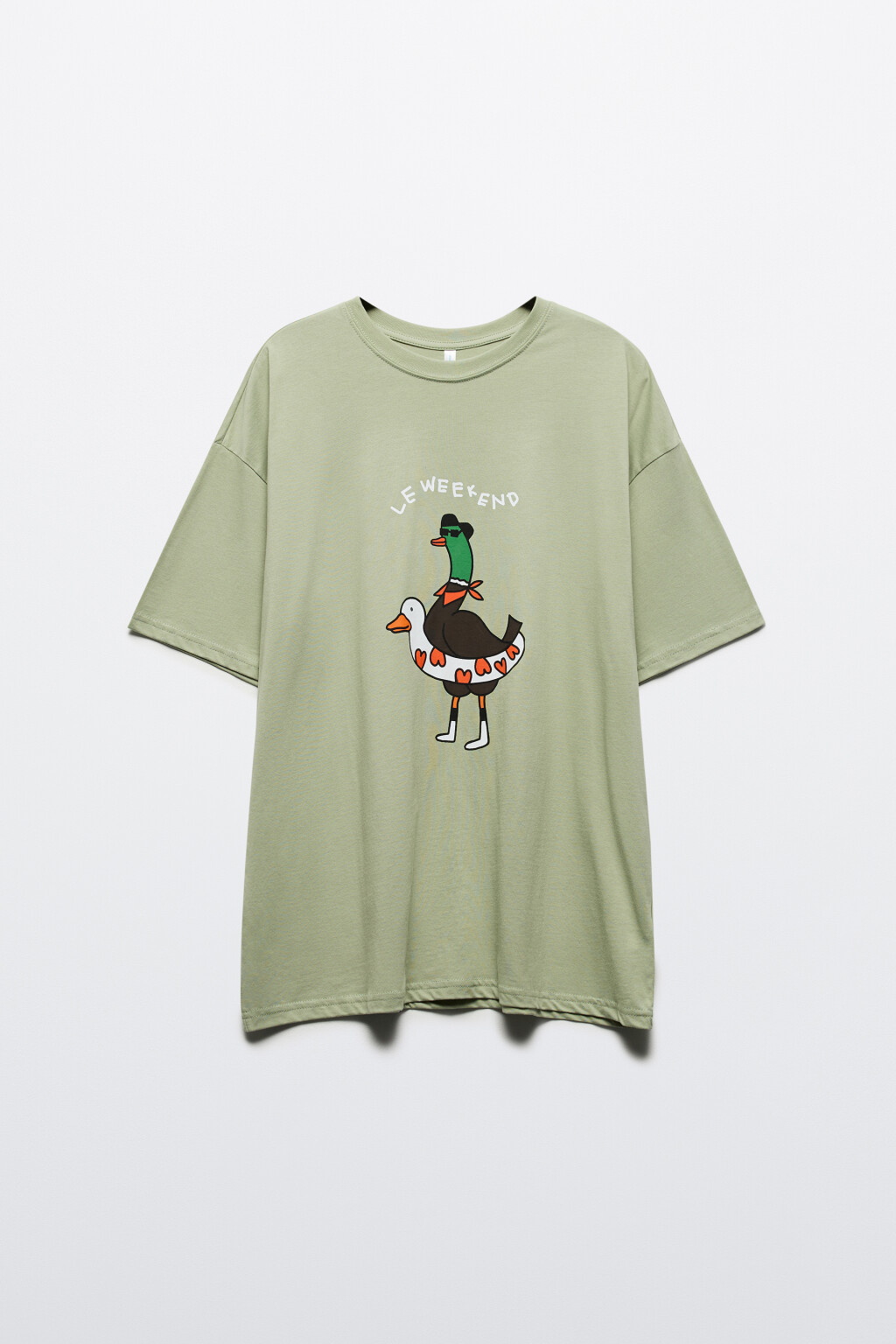 Футболка oversize хлопковая с принтом и надписью - цвет зеленый - 9