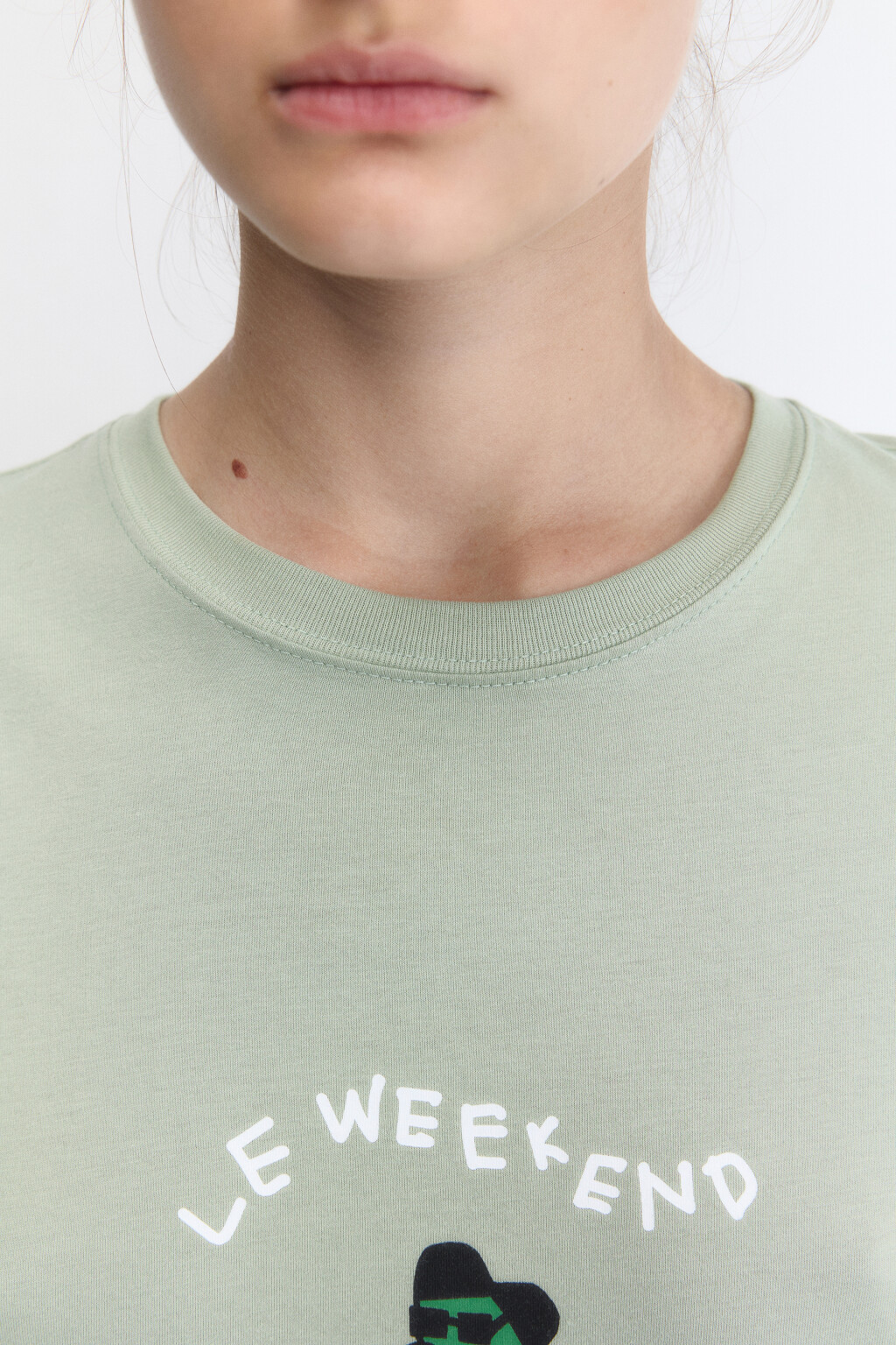 Футболка oversize хлопковая с принтом и надписью - цвет зеленый - 6