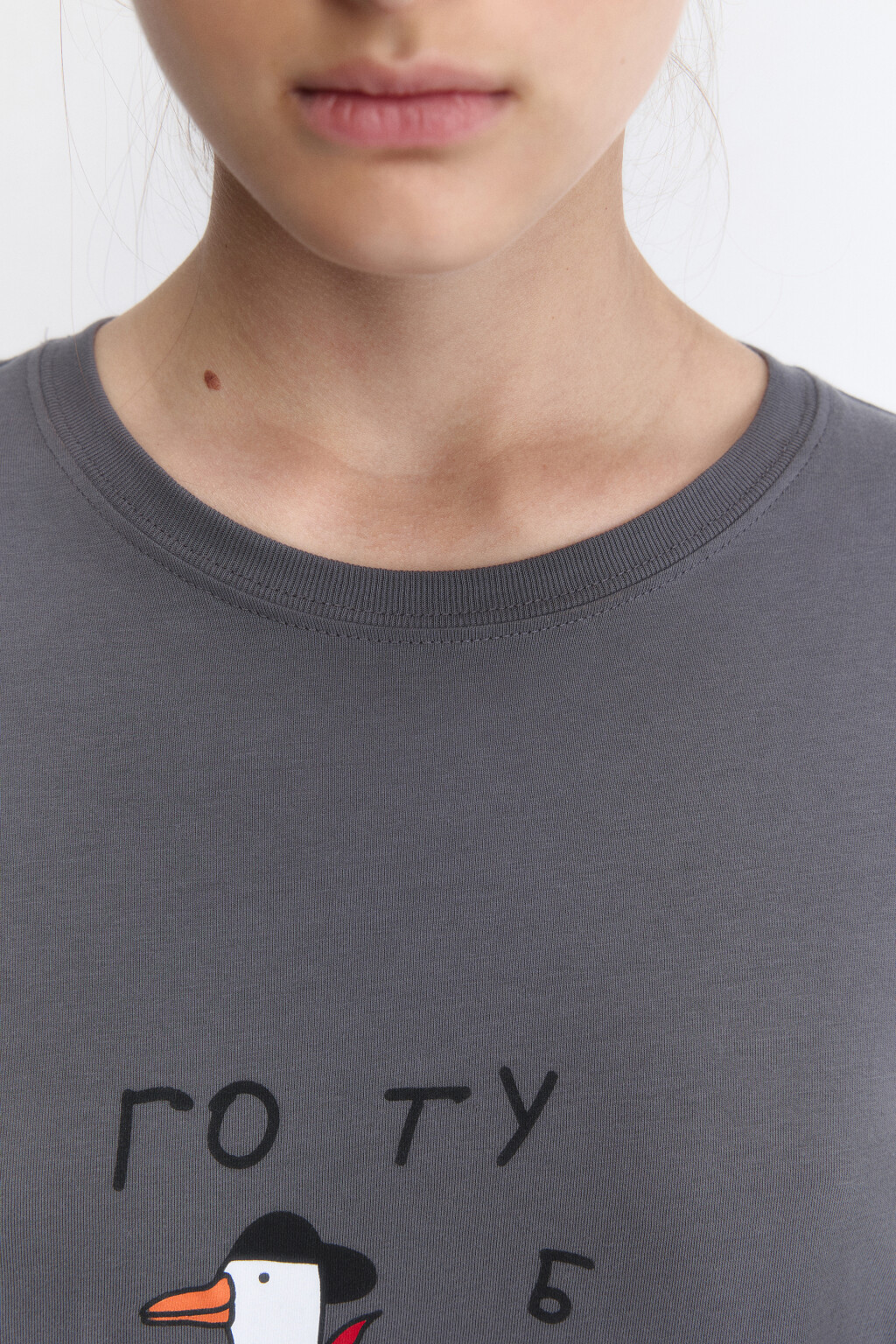 Футболка oversize хлопковая с принтом и надписью - цвет серый - 6