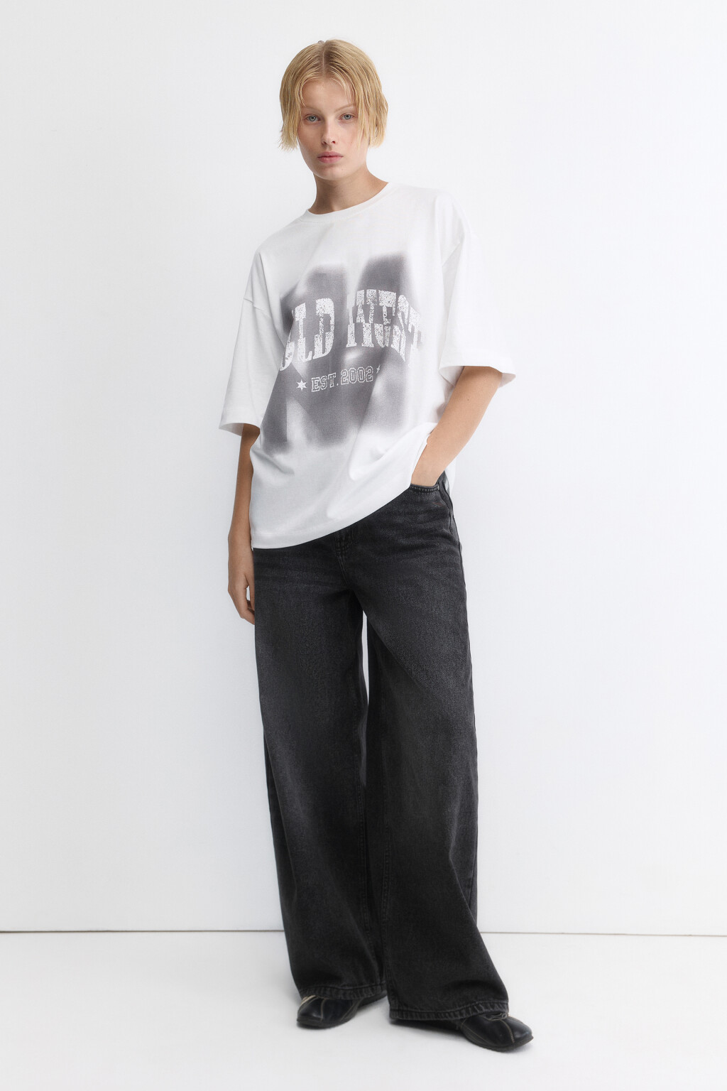 Футболка oversize хлопковая с принтом - цвет белый - 5