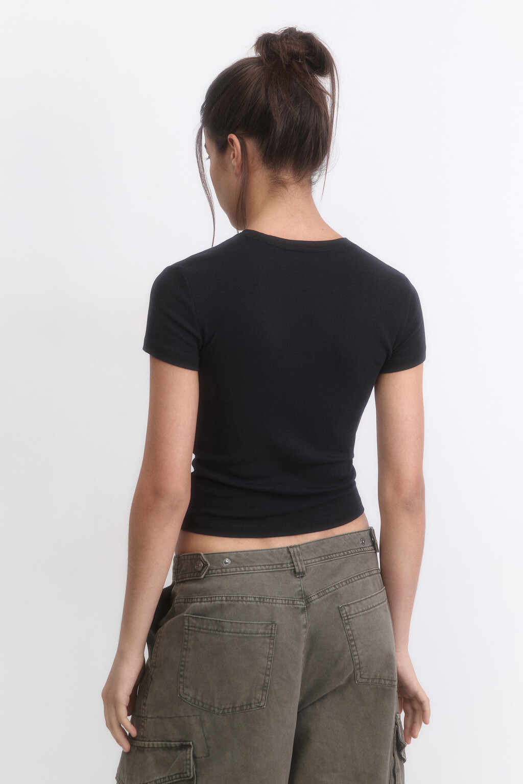 Футболка-топ хлопковая с принтом - цвет черный - 4