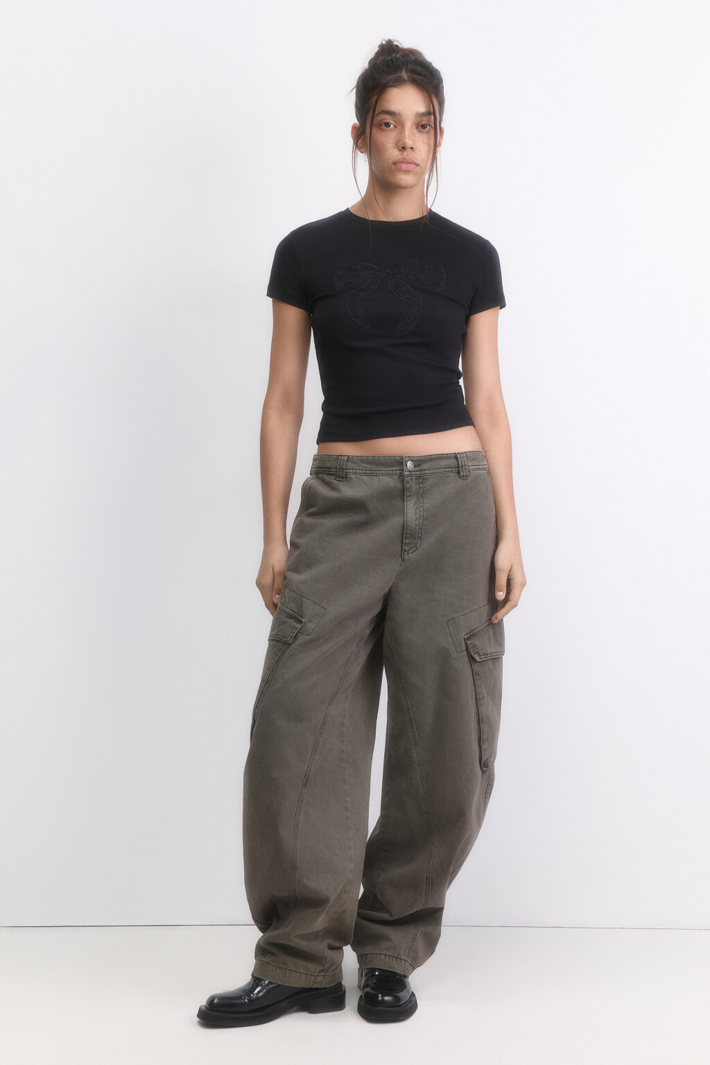 Футболка-топ хлопковая с принтом - цвет черный - 5