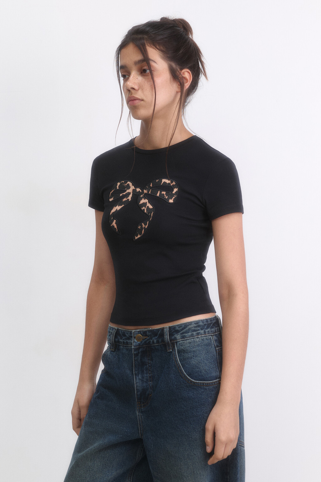 Футболка-топ хлопковая с принтом - цвет черный - 3