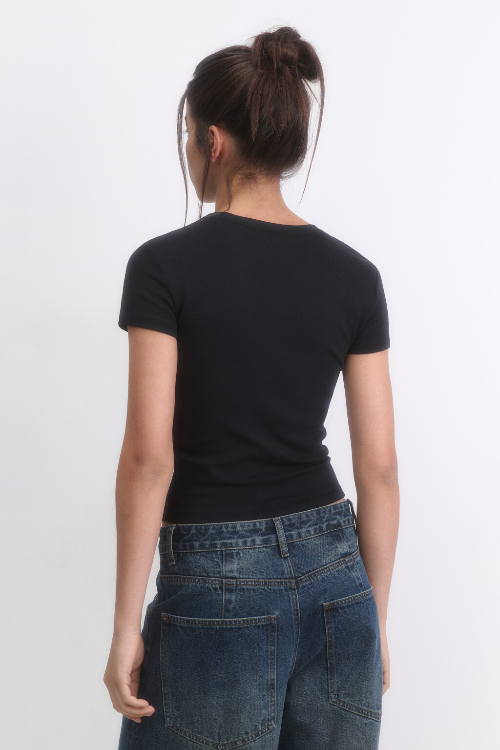 Футболка-топ хлопковая с принтом - цвет черный - 4