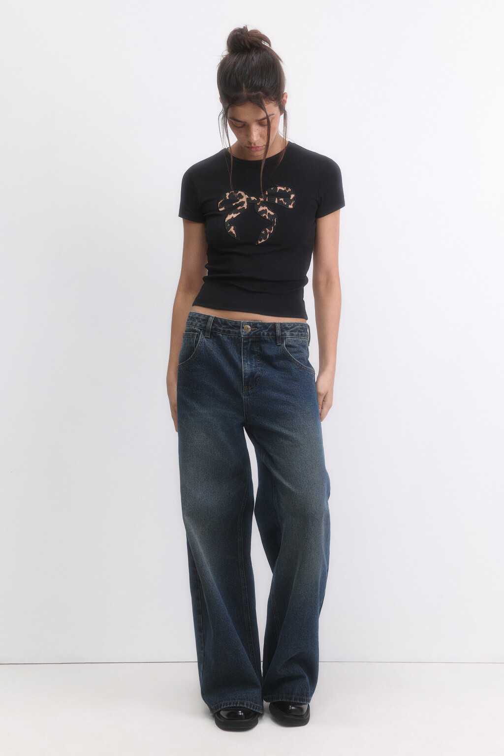 Футболка-топ хлопковая с принтом - цвет черный - 5