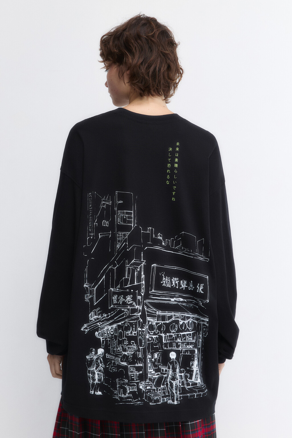 Лонгслив oversize с принтом в стиле аниме - цвет черный - 4
