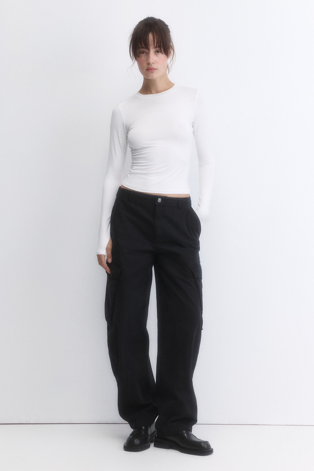 Лонгслив облегающий из гладкого трикотажа - цвет белый - 5