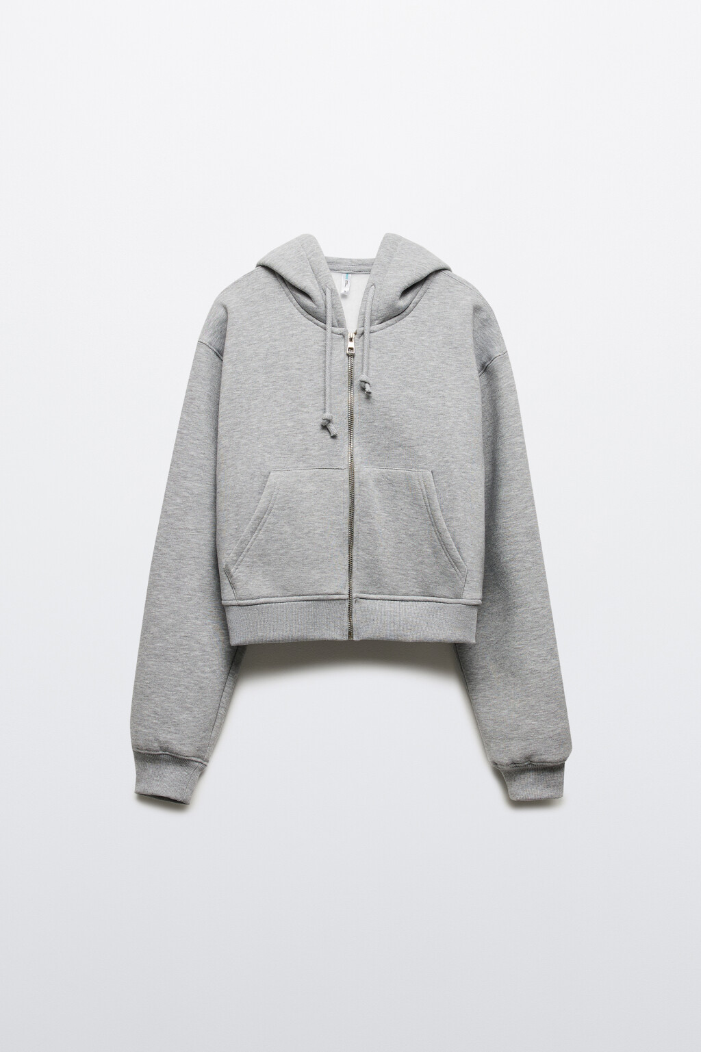 Худи-зипка укороченная с начесом и капюшоном - цвет серый - 9