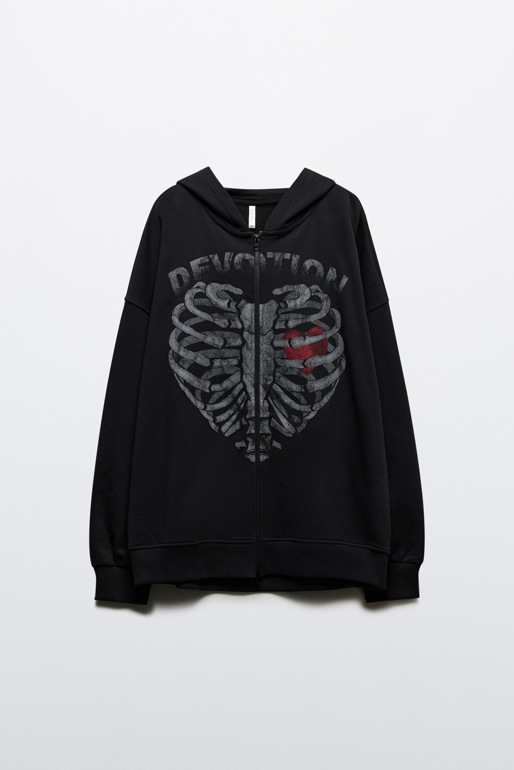 Худи на молнии оверсайз с принтом-скелетом - цвет черный - 8