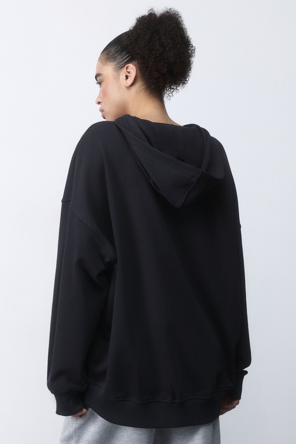 Худи на молнии оверсайз с принтом-скелетом - цвет черный - 4