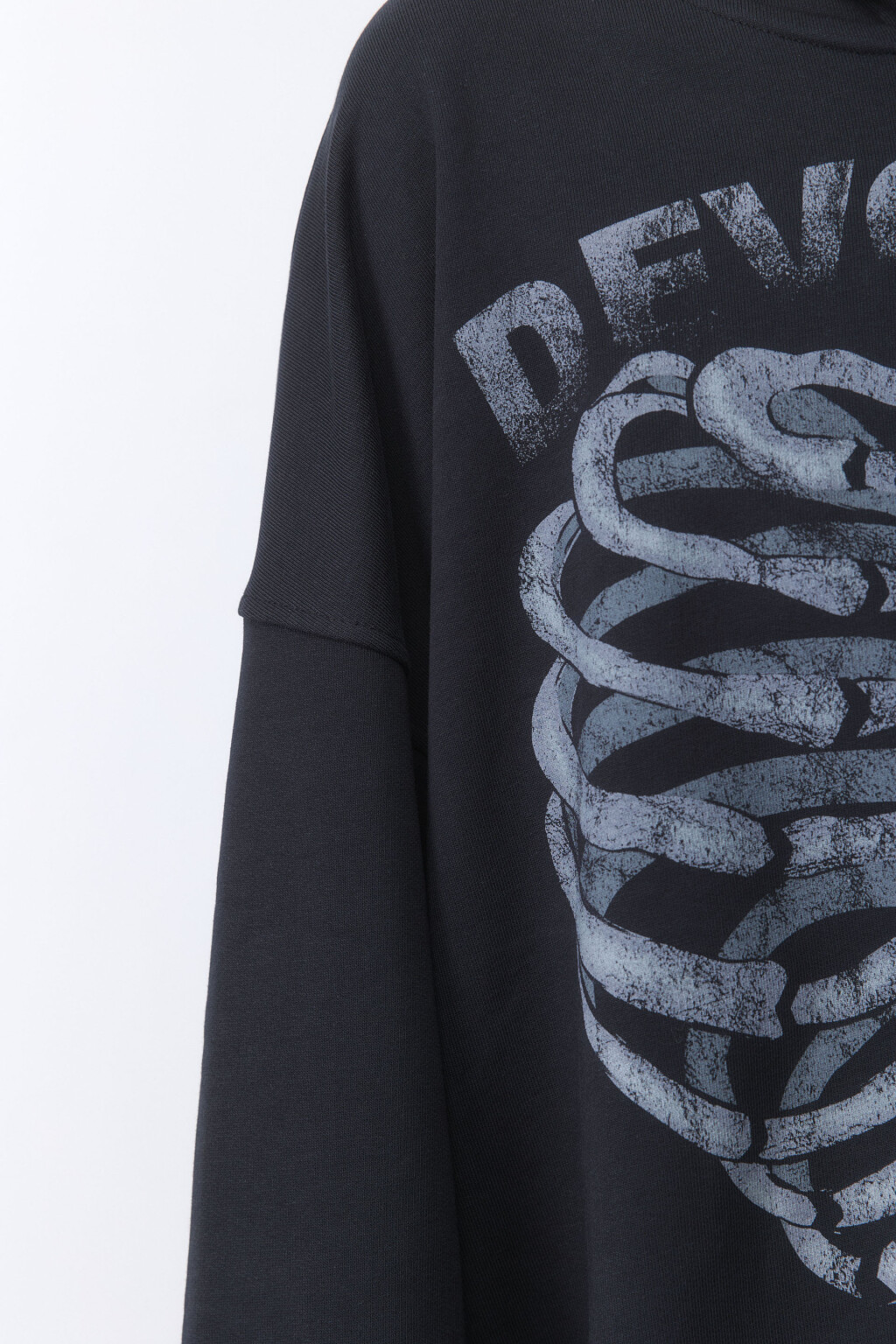 Худи на молнии оверсайз с принтом-скелетом - цвет черный - 7