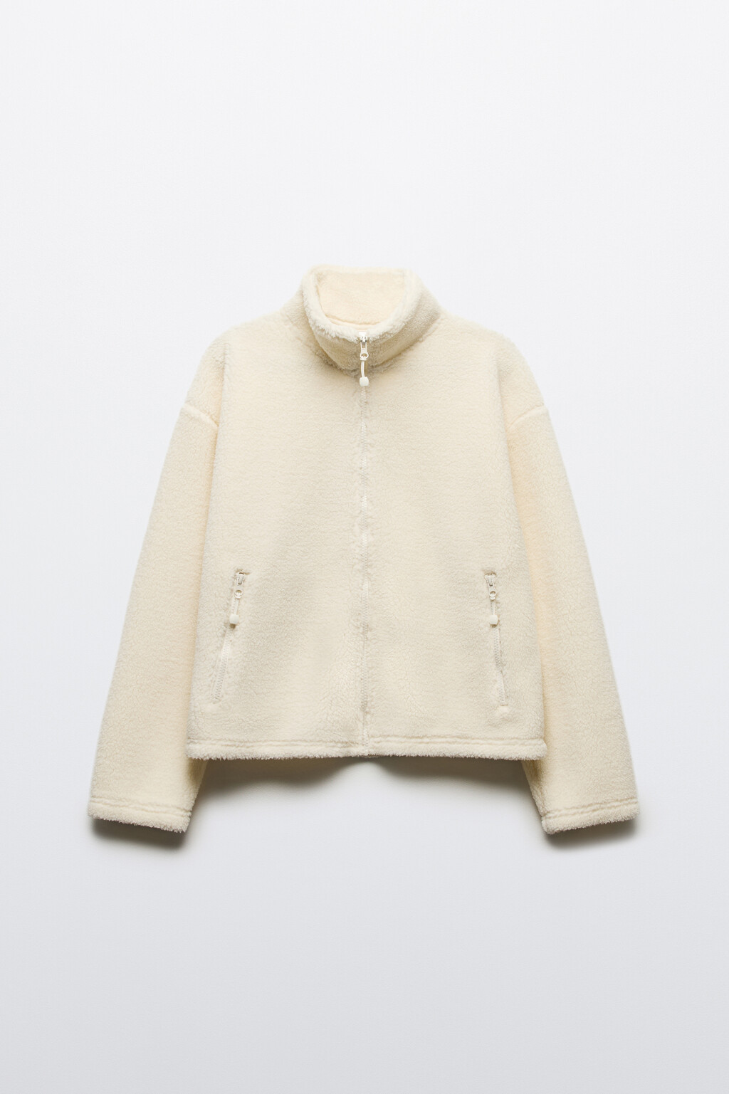 Толстовка на молнии флисовая с воротником-стойкой - цвет молочный - 9