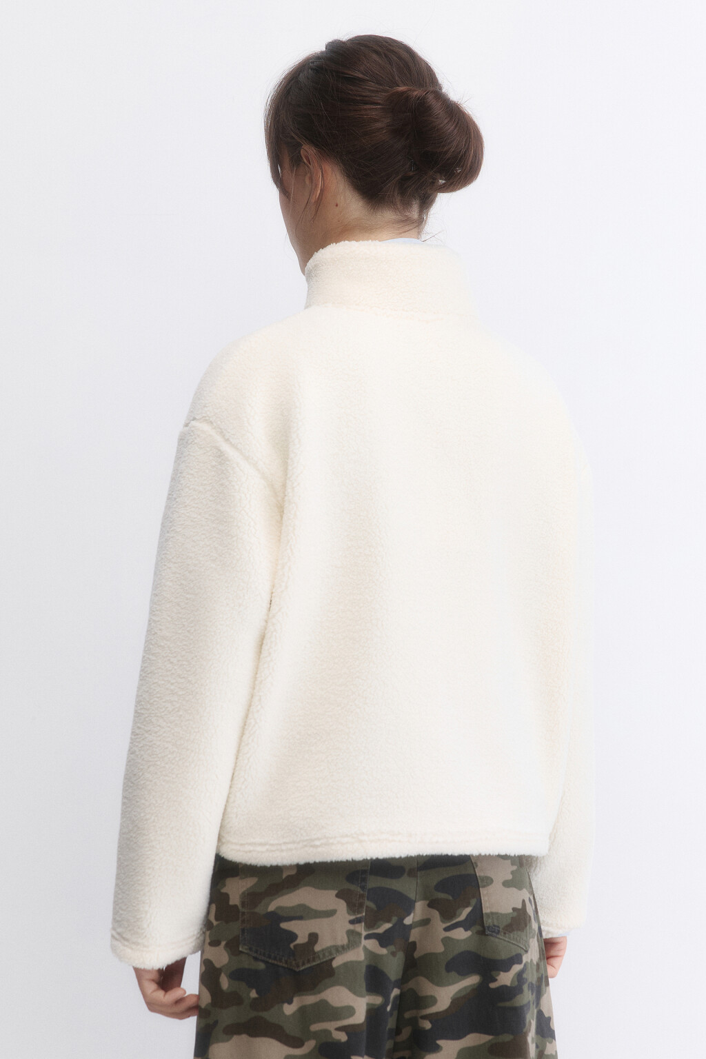 Толстовка на молнии флисовая с воротником-стойкой - цвет молочный - 4