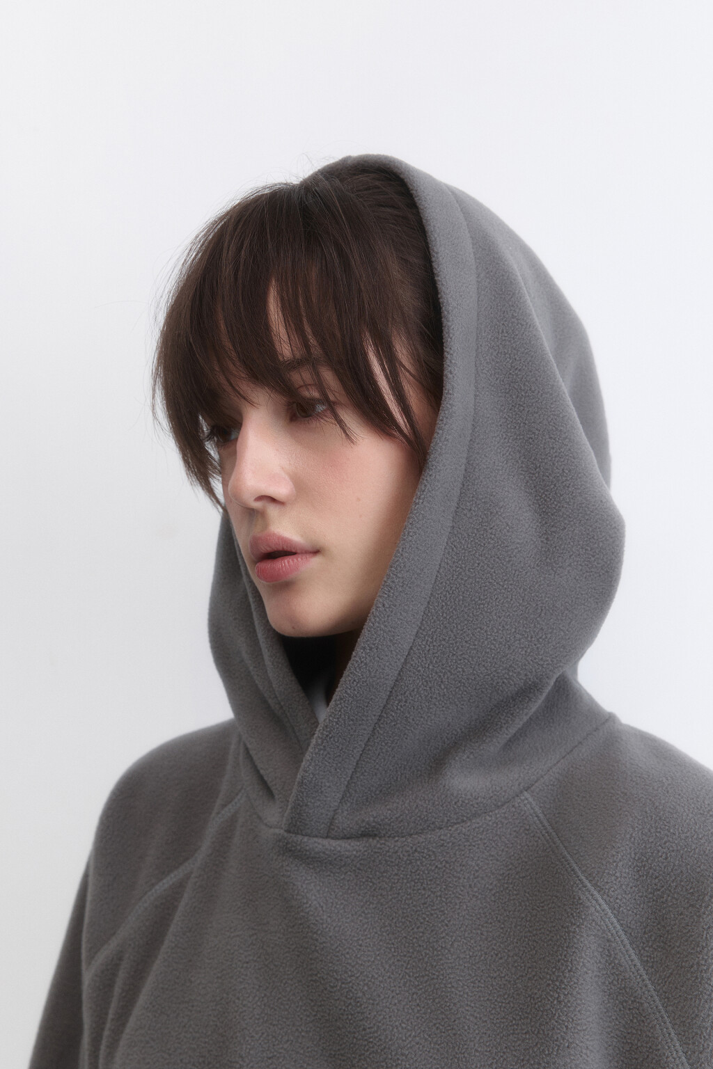 Худи-флиска oversize с капюшоном и принтом - цвет серый - 7