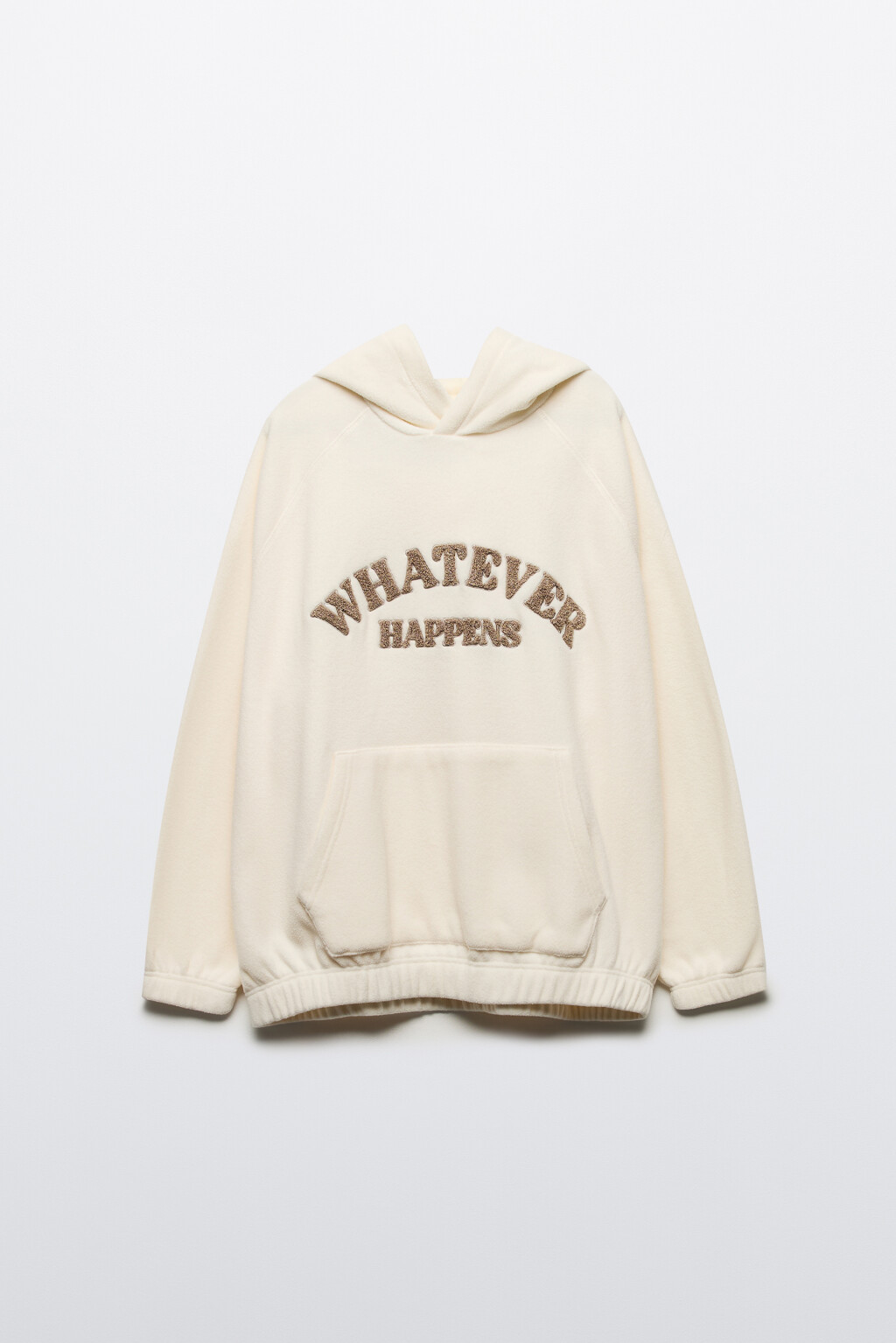 Худи-флиска oversize с капюшоном и принтом - цвет молочный - 9