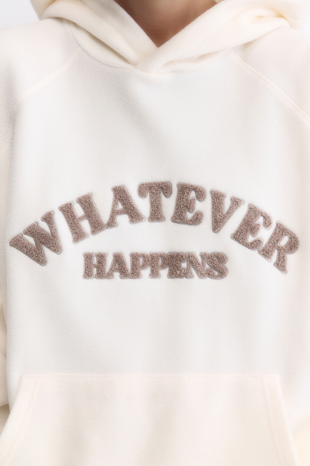 Худи-флиска oversize с капюшоном и принтом - цвет молочный - 5