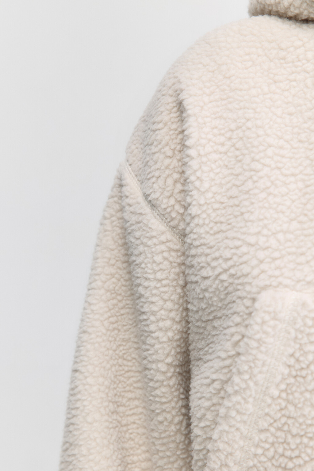 Худи-зипка укороченная флисовая с капюшоном - цвет молочный - 7