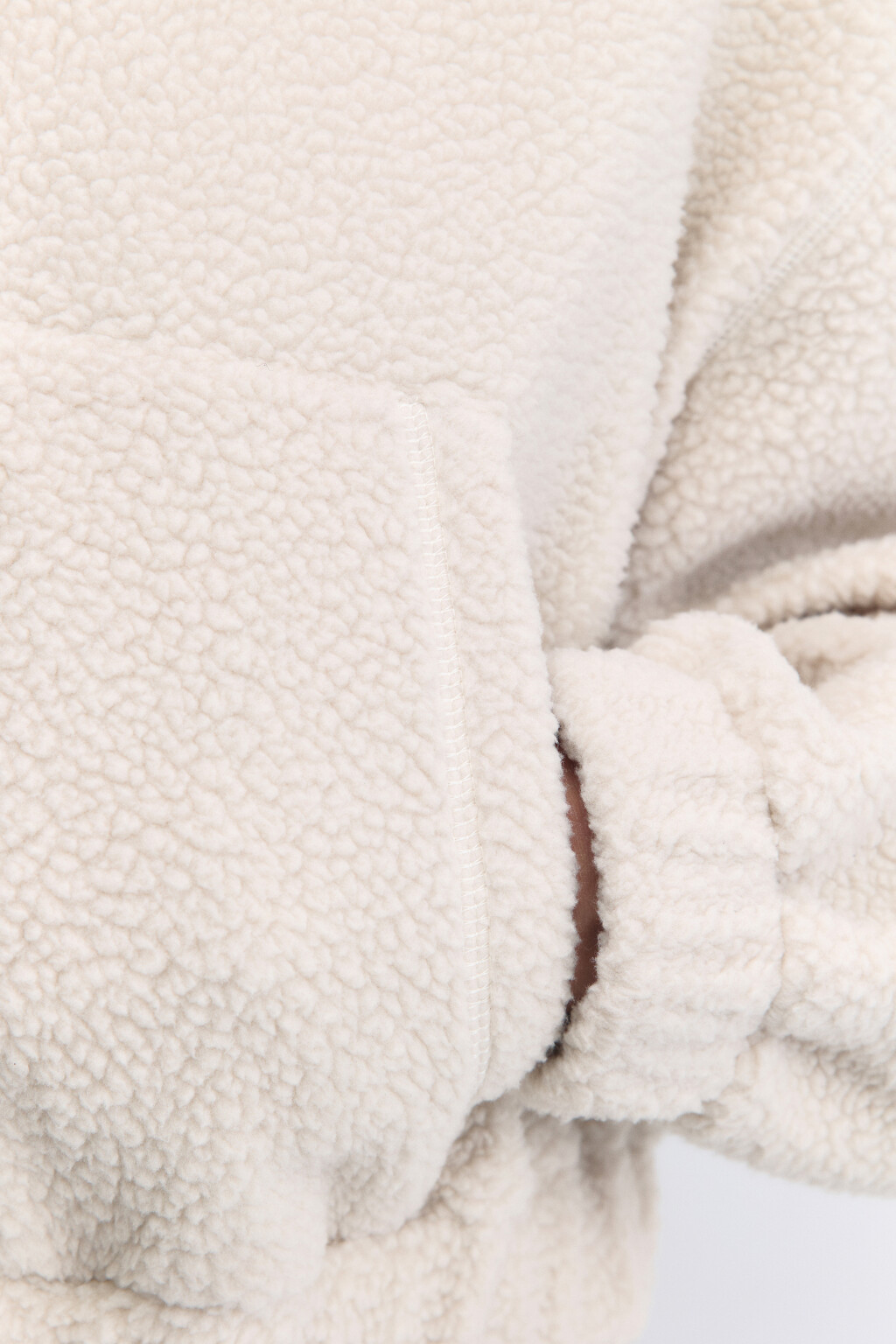 Худи-зипка укороченная флисовая с капюшоном - цвет молочный - 8