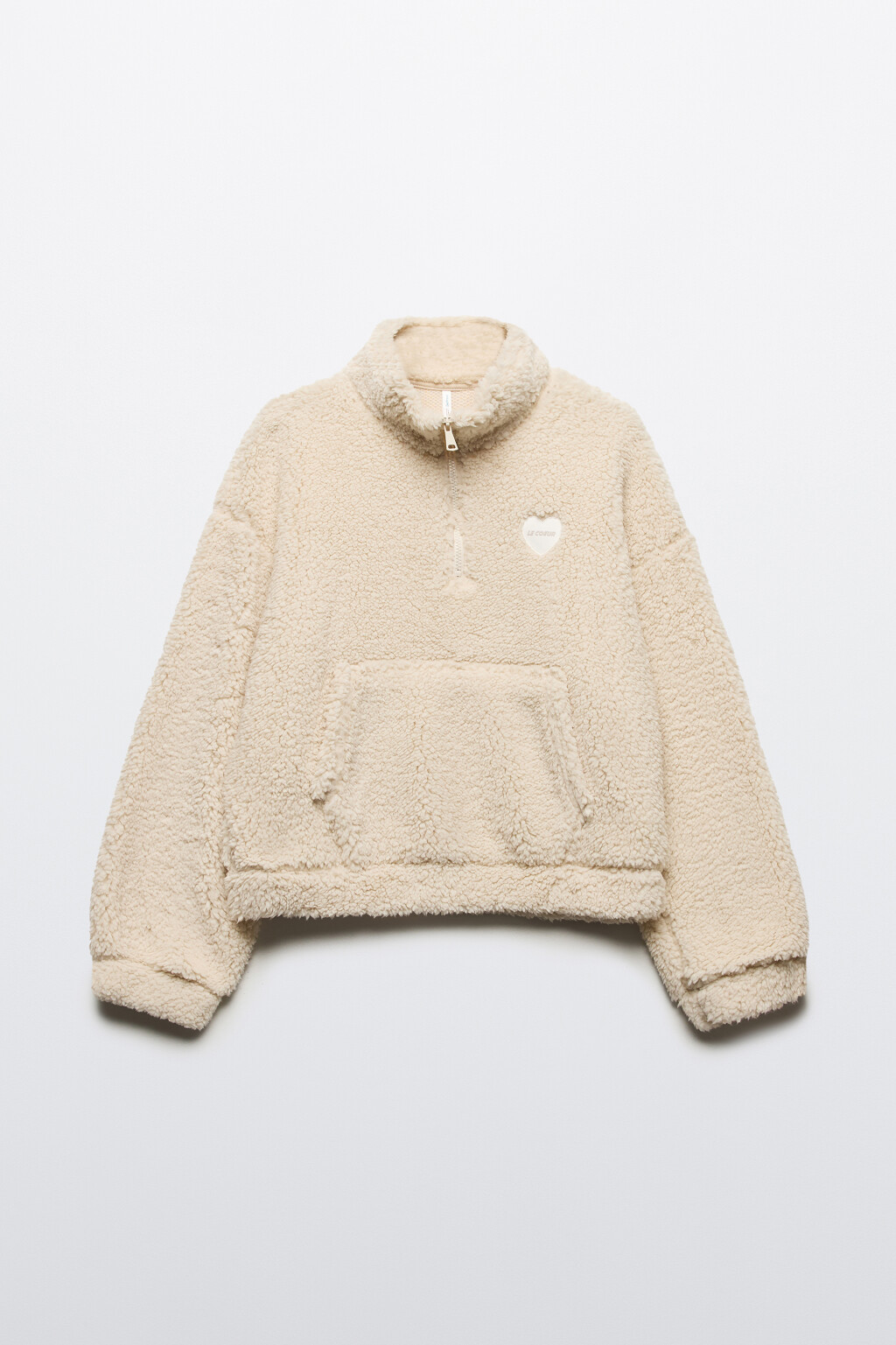 Толстовка флисовая укороченная с сердечком на груди - цвет бежевый - 10
