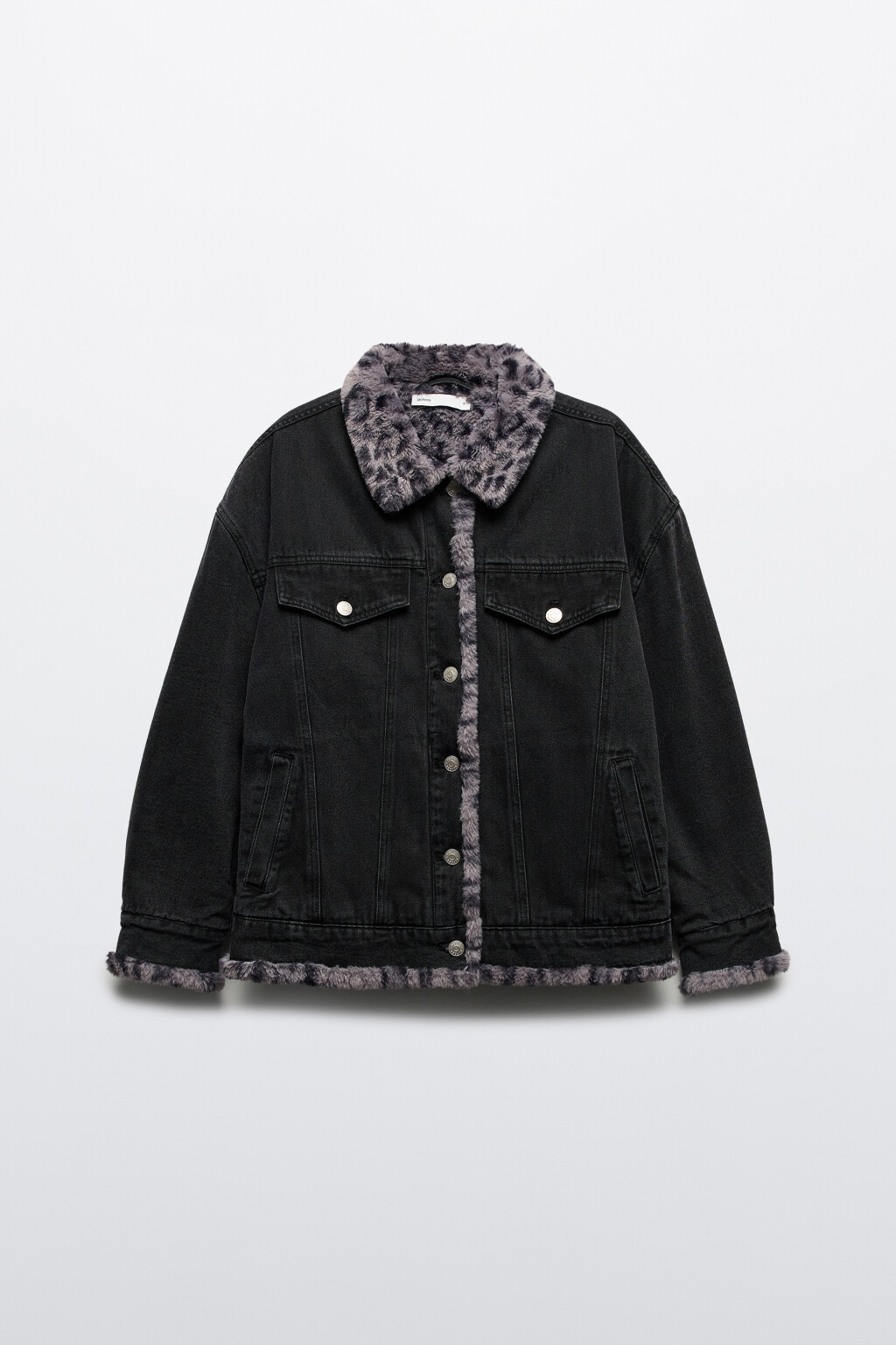 Куртка джинсовая утепленная с леопардовой подкладкой - цвет серый - 9