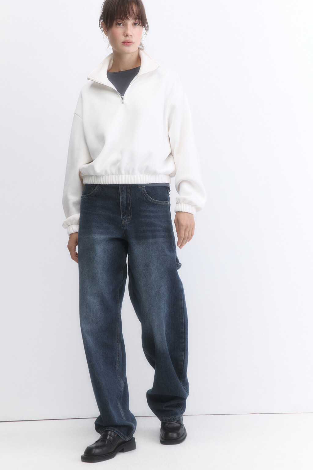 Джинсы baggy fit с декоративной петлей - цвет синий - 1