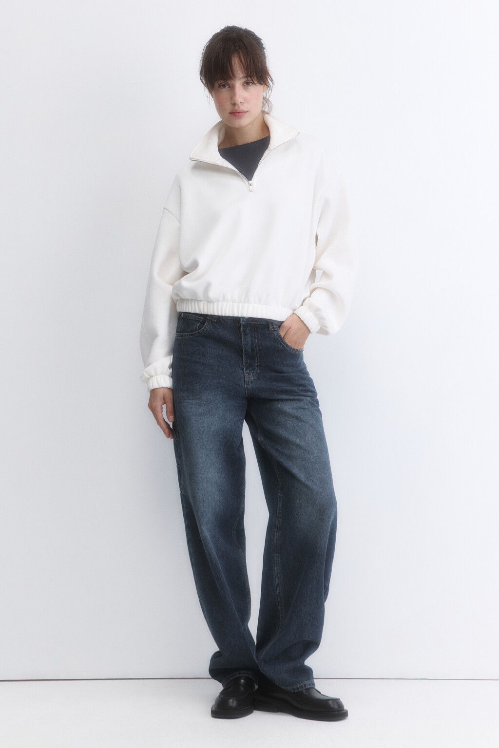 Джинсы baggy fit с декоративной петлей - цвет синий - 5