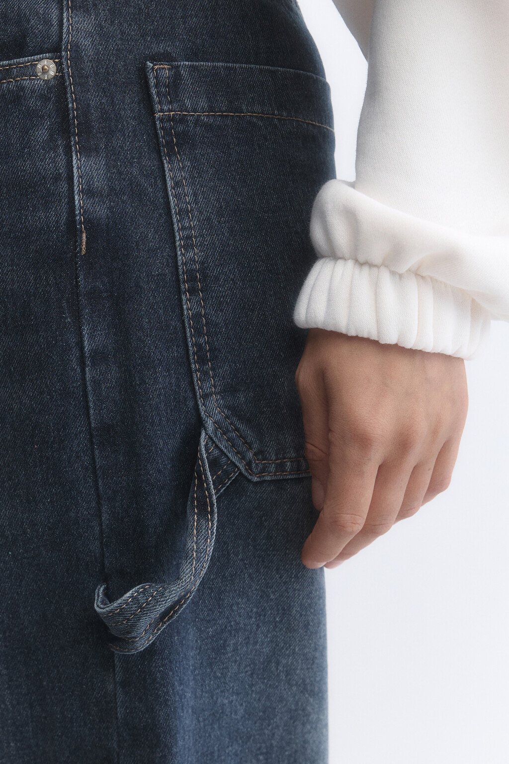 Джинсы baggy fit с декоративной петлей - цвет синий - 7