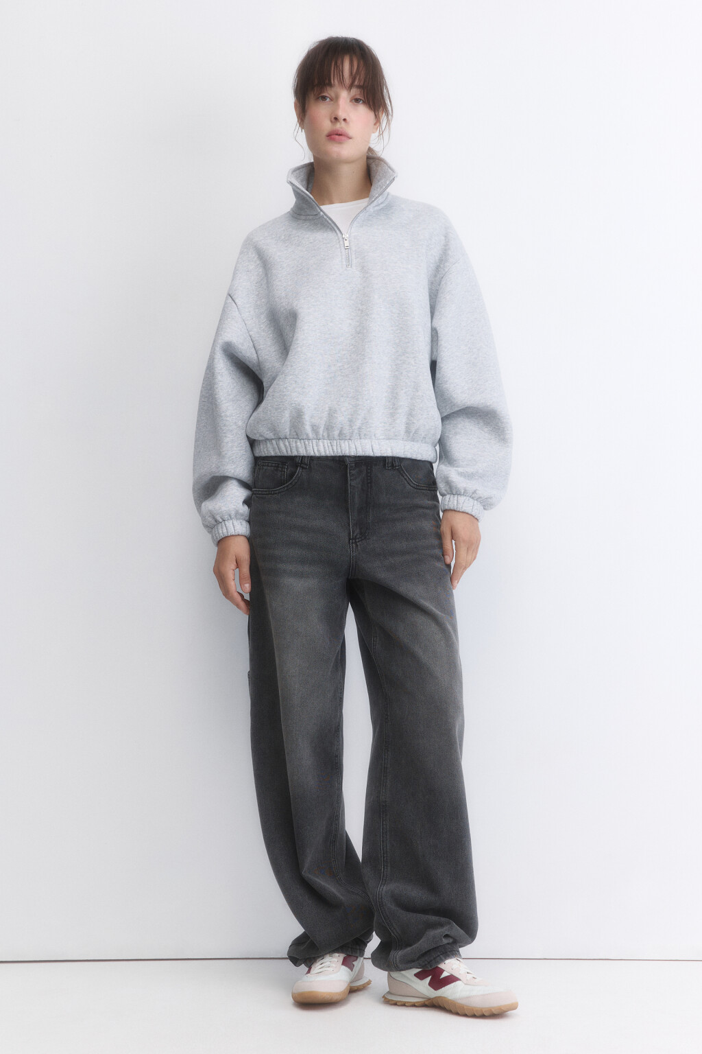 Джинсы baggy fit с декоративной петлей - цвет серый - 5