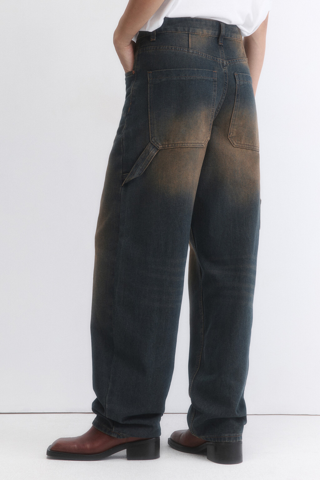 Джинсы baggy fit с декоративной петлей - цвет темный тинт - 4