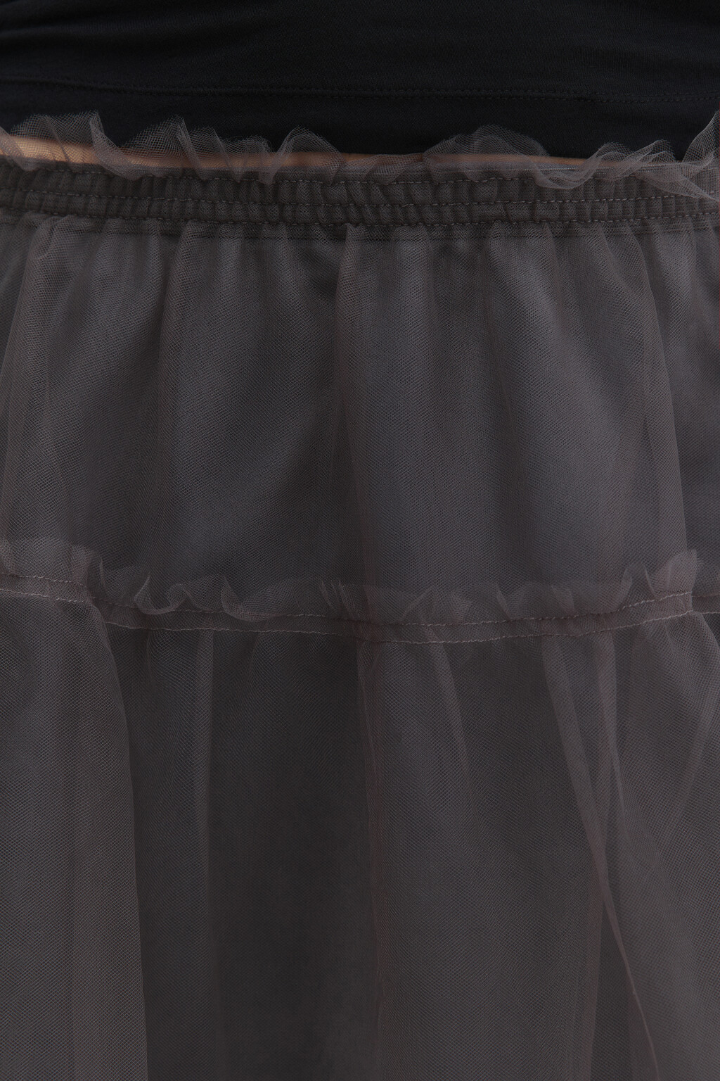 Юбка-трапеция миди из сетки с оборками - цвет серый - 6