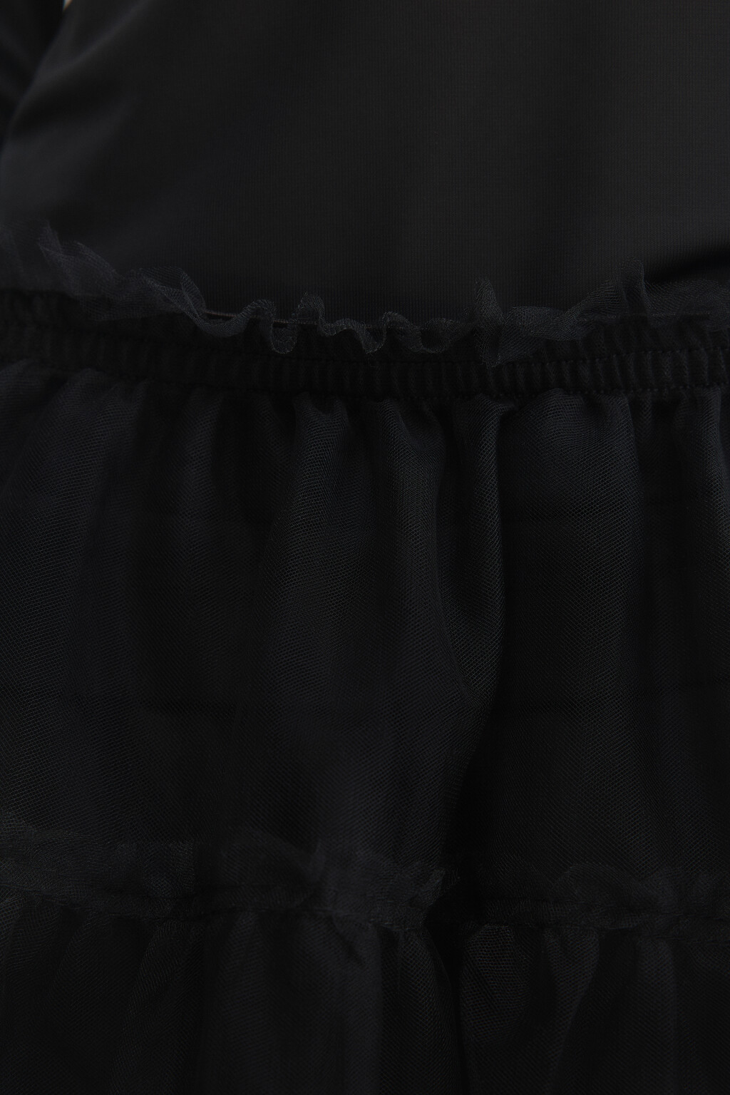 Юбка-трапеция миди из сетки с оборками - цвет черный - 6