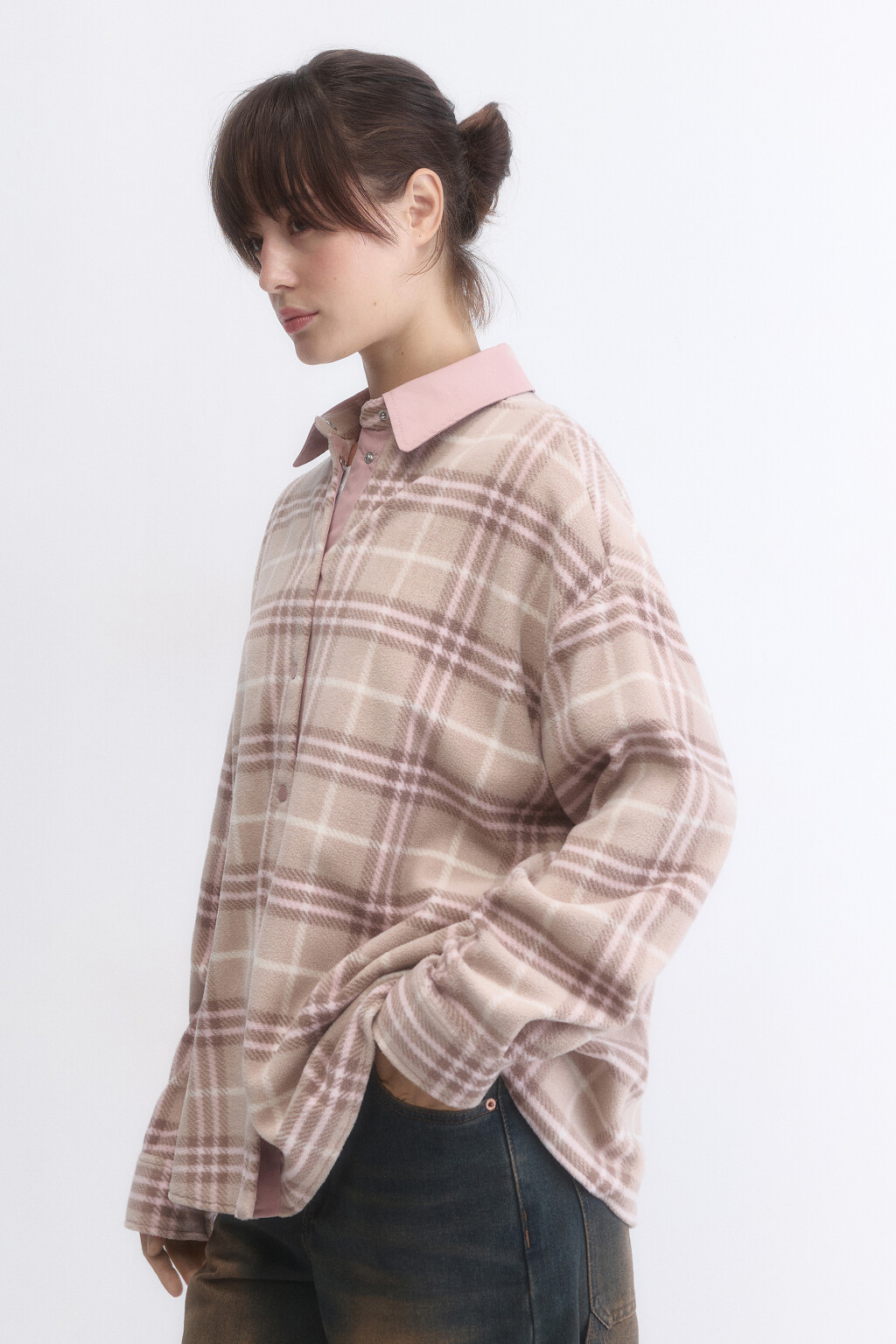 Рубашка флисовая утепленная в клетку - цвет мультиколор - 3