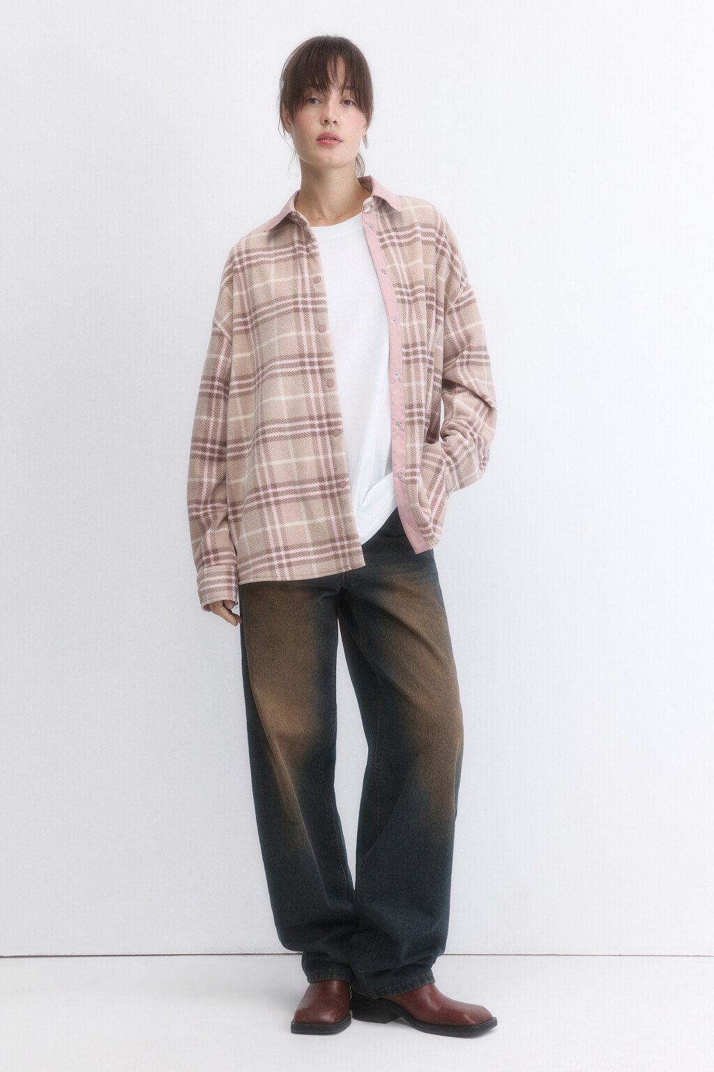 Рубашка флисовая утепленная в клетку - цвет мультиколор - 5