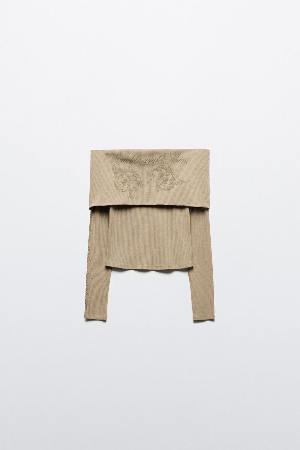 Топ-лонгслив с открытыми плечами и принтом - цвет серый - 8