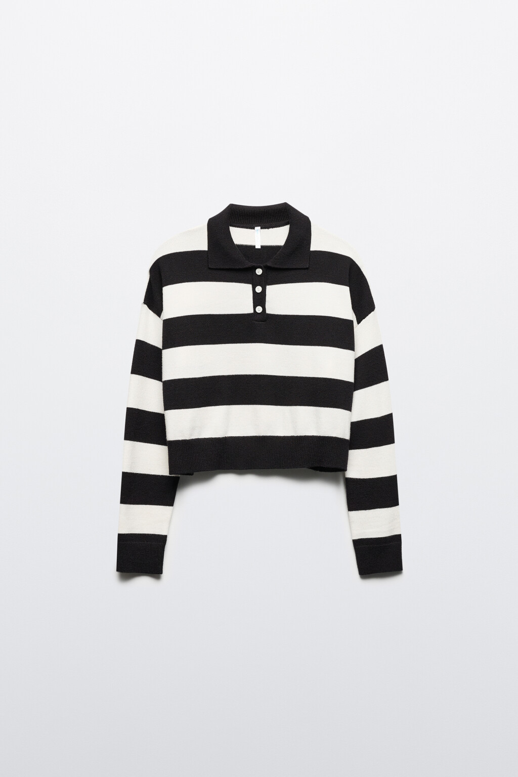 Джемпер-поло тонкой вязки укороченный - цвет черный - 8