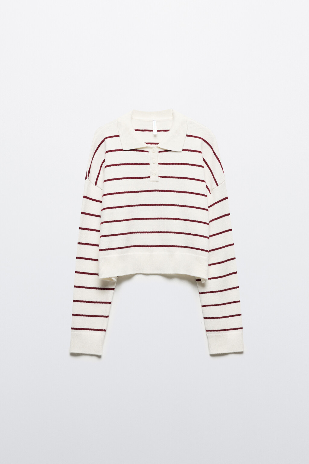 Джемпер-поло тонкой вязки укороченный - цвет красный - 8