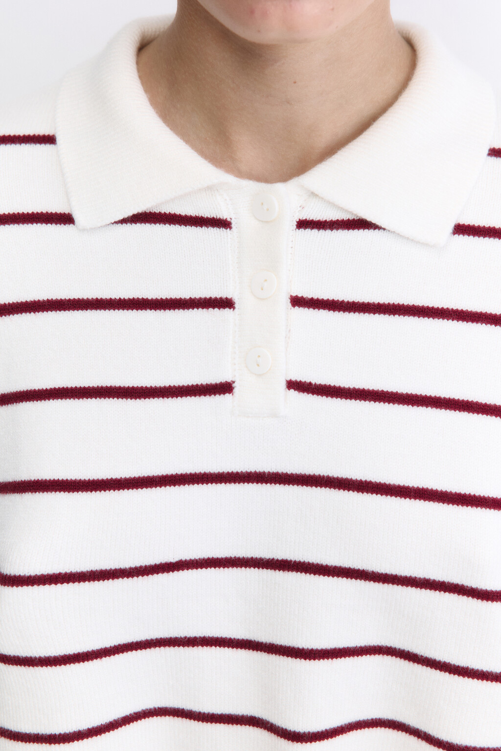 Джемпер-поло тонкой вязки укороченный - цвет красный - 6