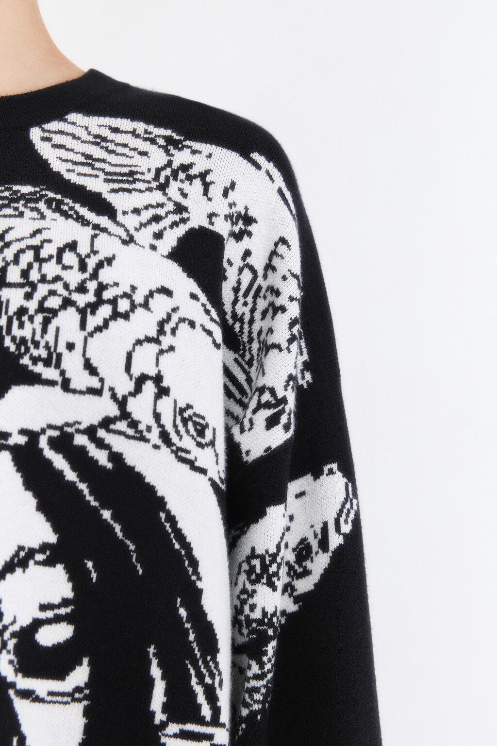 Джемпер oversize вязаный с принтом - цвет черный - 6
